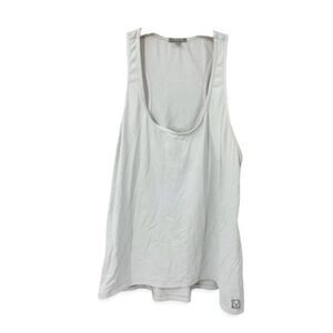Yaffa Top tank top sleeveless scoop neck work out shirt gray white M